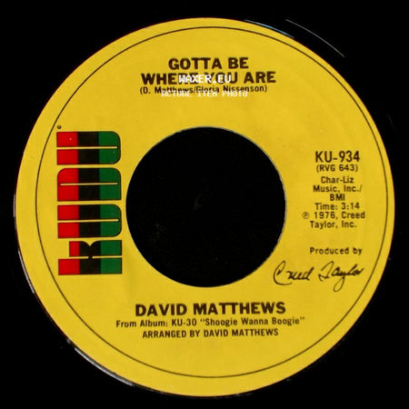 David Matthews - Shoogie Wanna Boogie / Gotta Be Where You Are side B