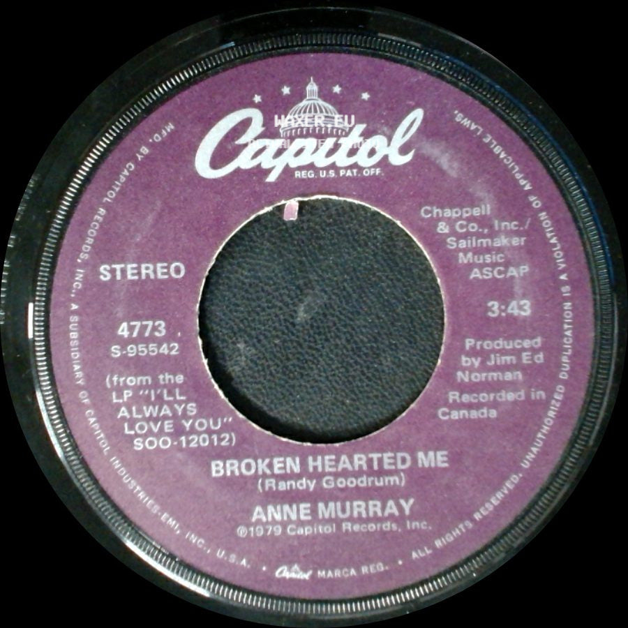 Anne Murray - Why Don't You Stick Around / Broken Hearted Me side B