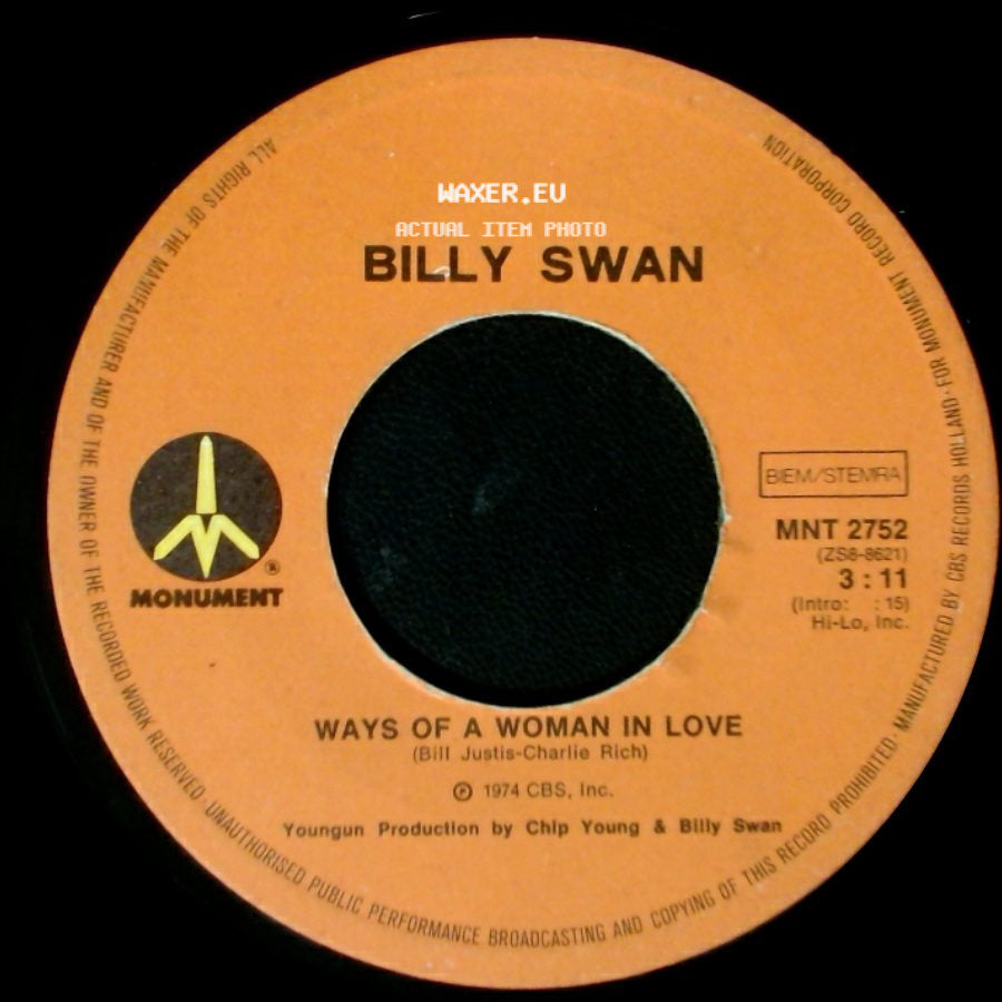 Billy Swan - Ways Of A Woman In Love / I Can Help side A
