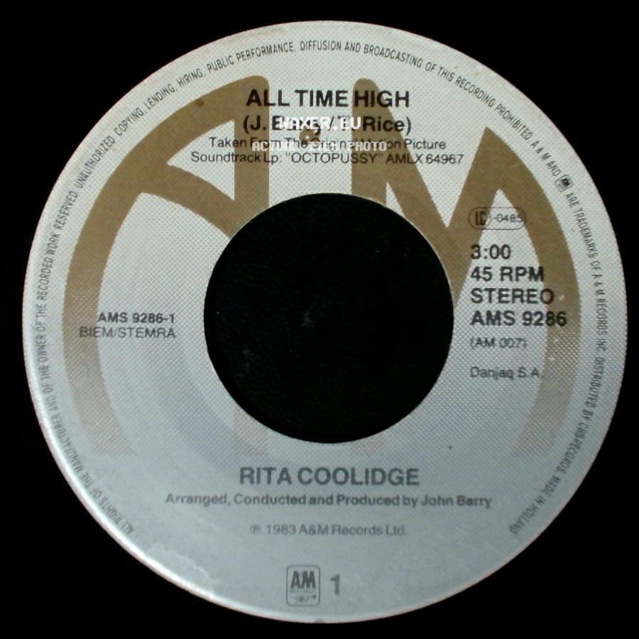 John Barry / Rita Coolidge - All Time High (Extented Instrumental Version) / All Time High side B