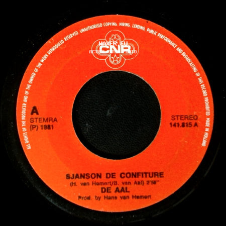De Aal - Wij Worden Kampioen / Sjanson De Confiture side B