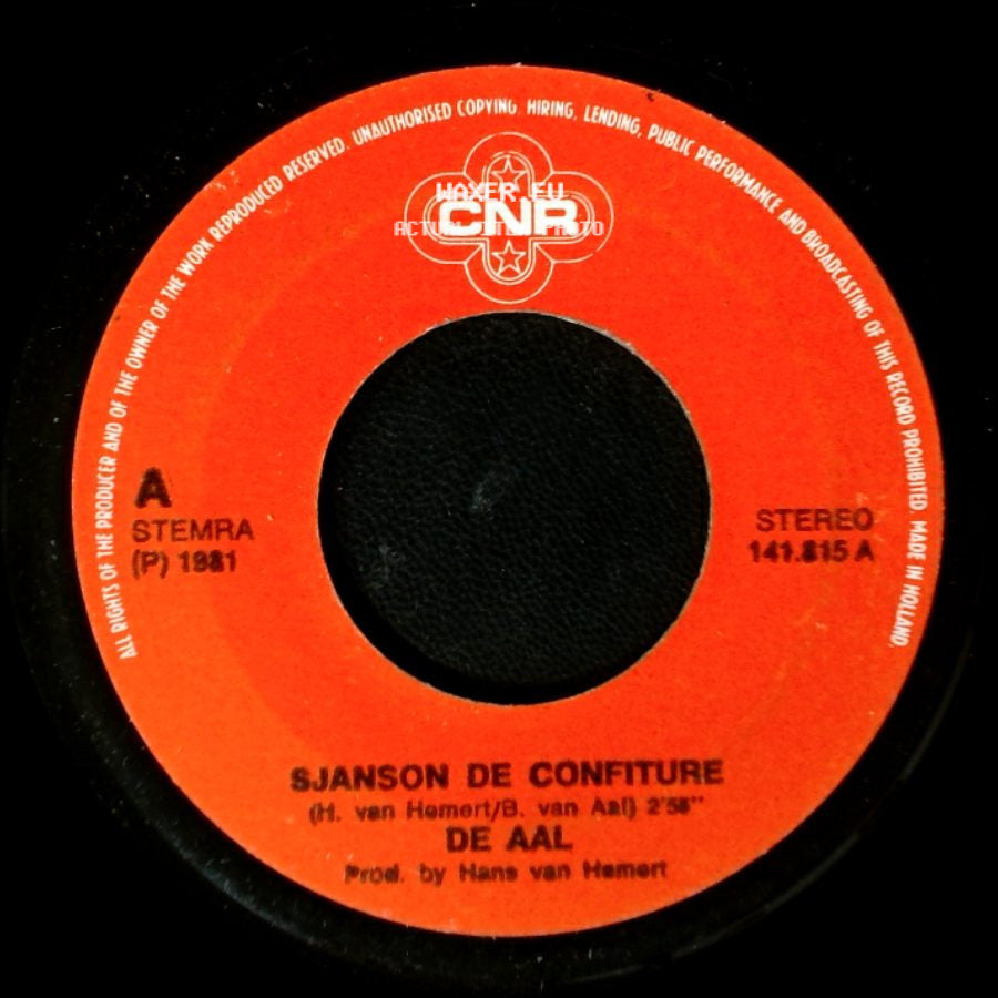 De Aal - Wij Worden Kampioen / Sjanson De Confiture side B