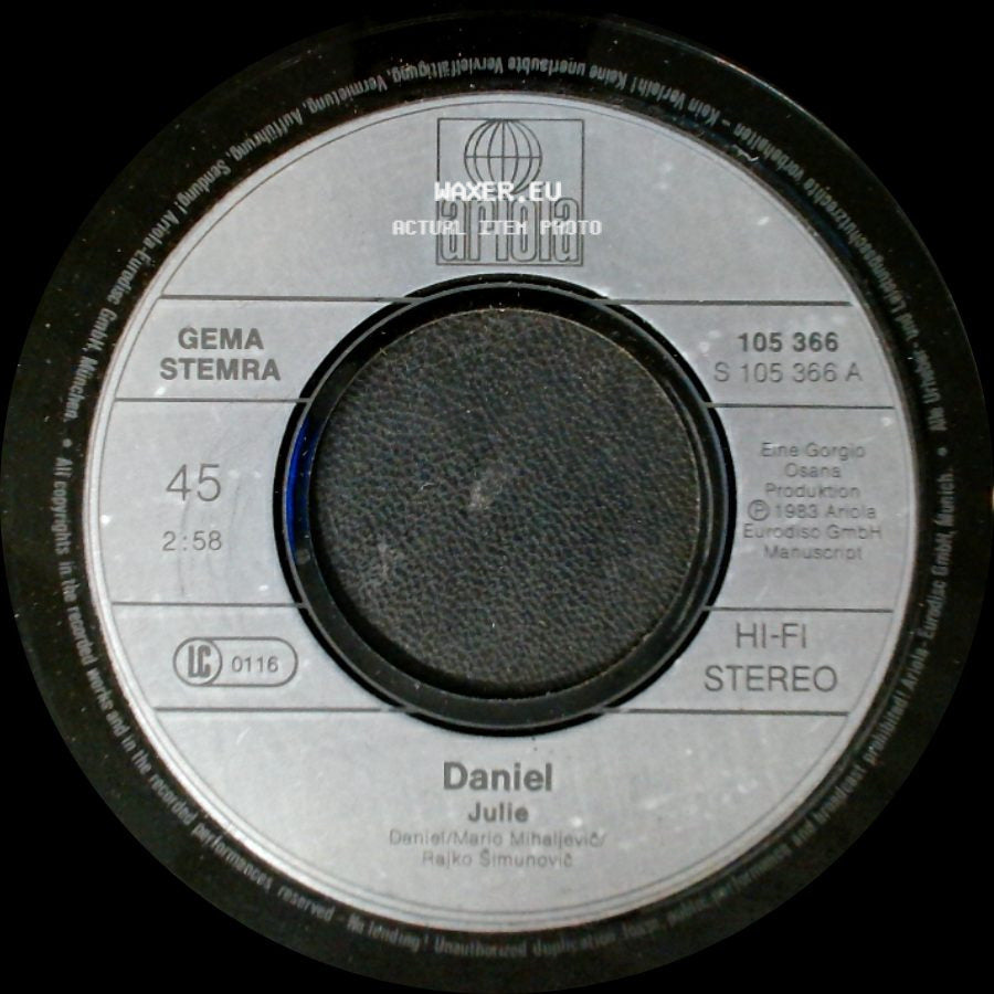 Daniel - Come To My Adria / Julie side B