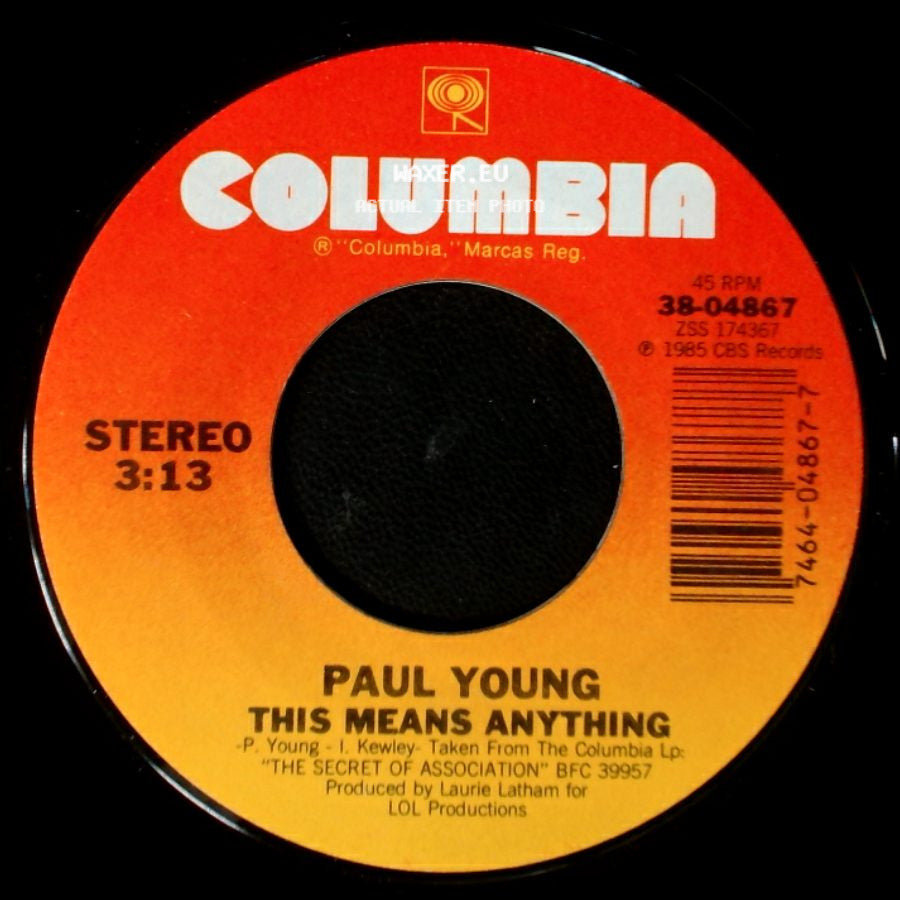Paul Young - Everytime You Go Away / This Means Anything side B