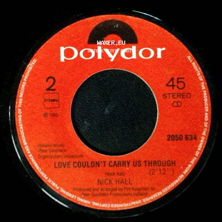 Nick Hall - Hop On The Bus / Love Couldn't Carry Us Through side B