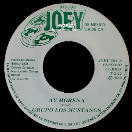 Grupo Los Mustangs - El Naranjo / Ay Morena side B