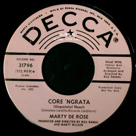 Marty De Rose - Core 'ngrata (Ungrateful Heart) / I Walk The Streets side A