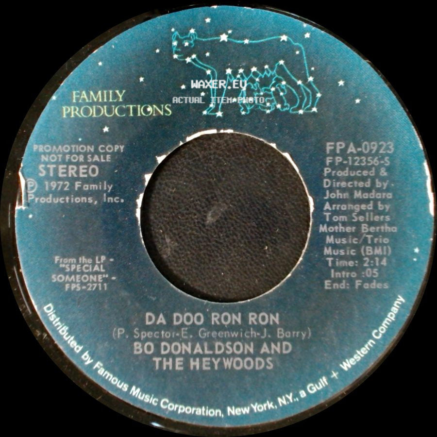 Bo Donaldson And The Heywoods - Da Doo Ron Ron / Da Doo Ron Ron side A