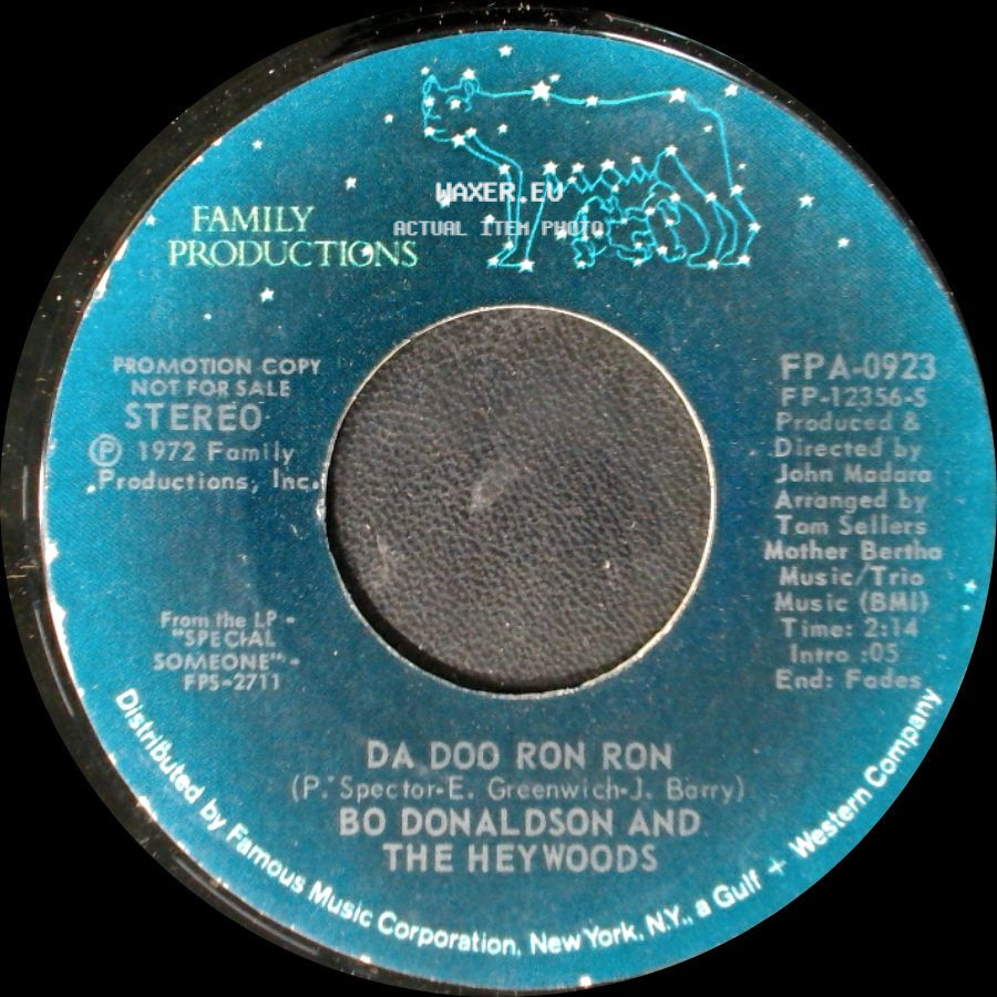 Bo Donaldson And The Heywoods - Da Doo Ron Ron / Da Doo Ron Ron side B