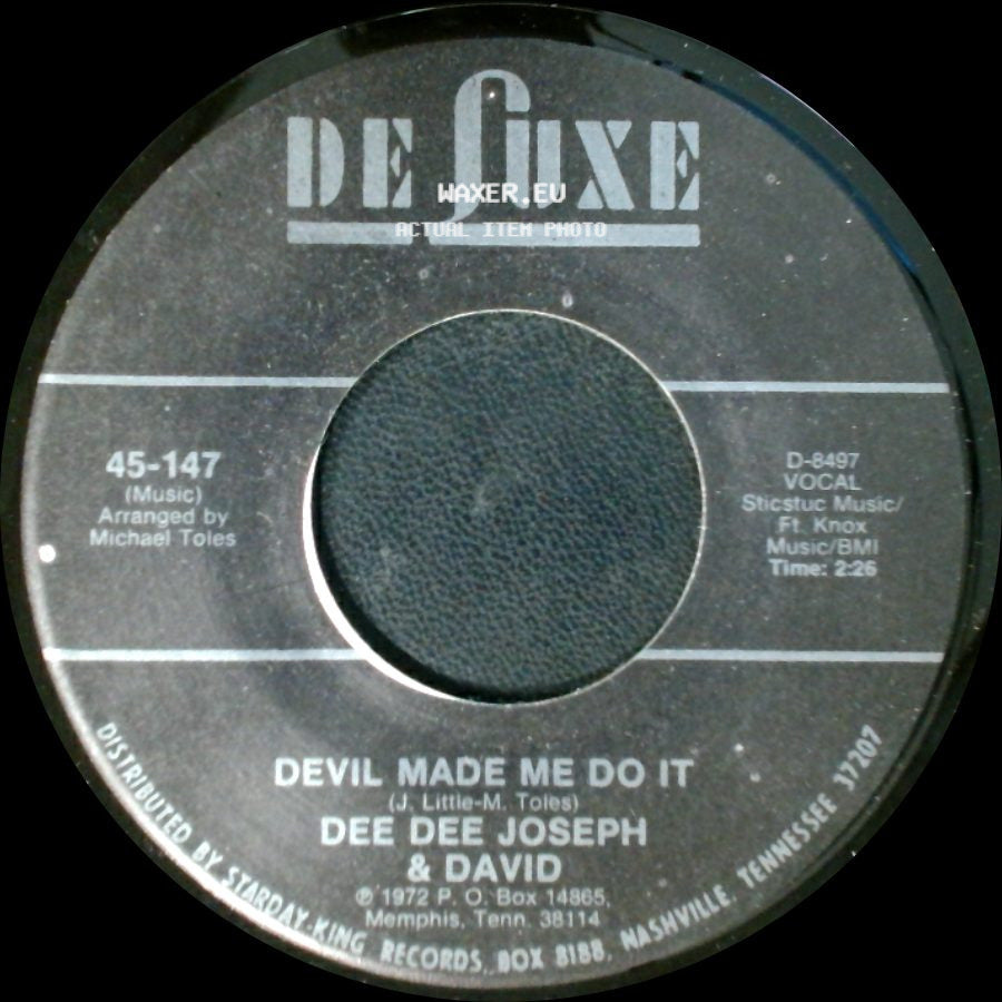 Dee Dee Joseph & David - City Called Loneliville / Devil Made Me Do It side B