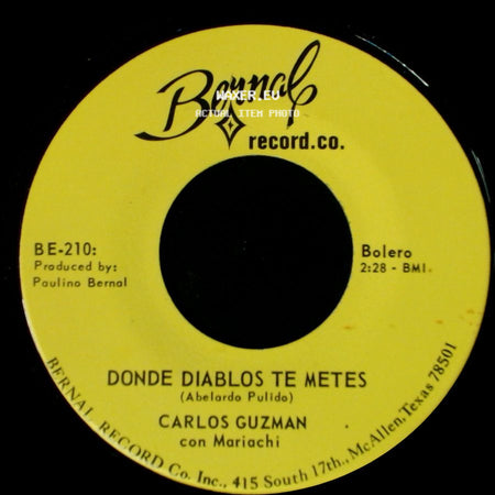 Carlos Guzman Con Mariachi - Hasta El Ultimo Centavo / Donde Diablos Te Metes side B
