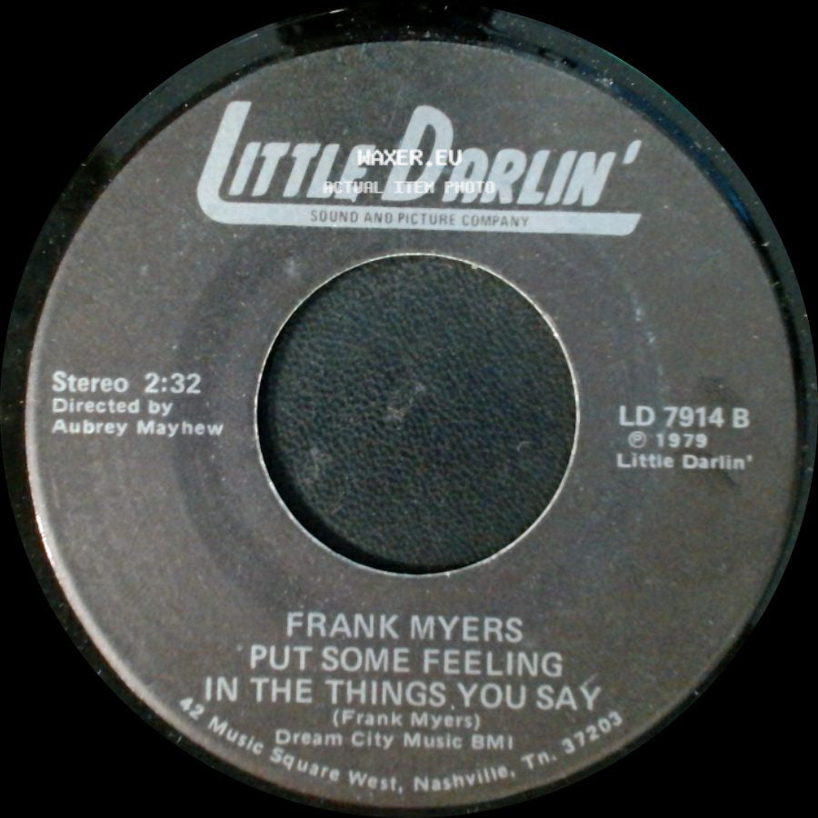 Frank Myers - My Fingers And You / Put Some Feeling In The Things You Say side B