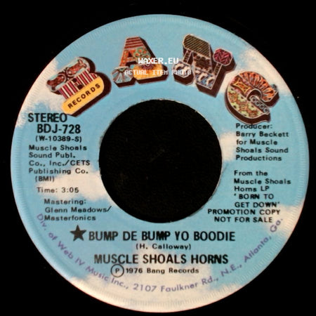 Muscle Shoals Horns - Bump De Bump Yo Boodie / Bump De Bump Yo Boodie side A