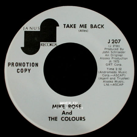 Mike Rose And The Colours - Take Me Back / When You're Asleep side A