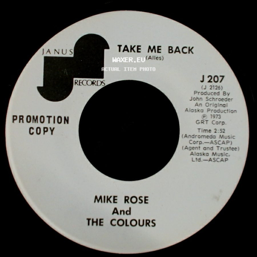 Mike Rose And The Colours - Take Me Back / When You're Asleep side A