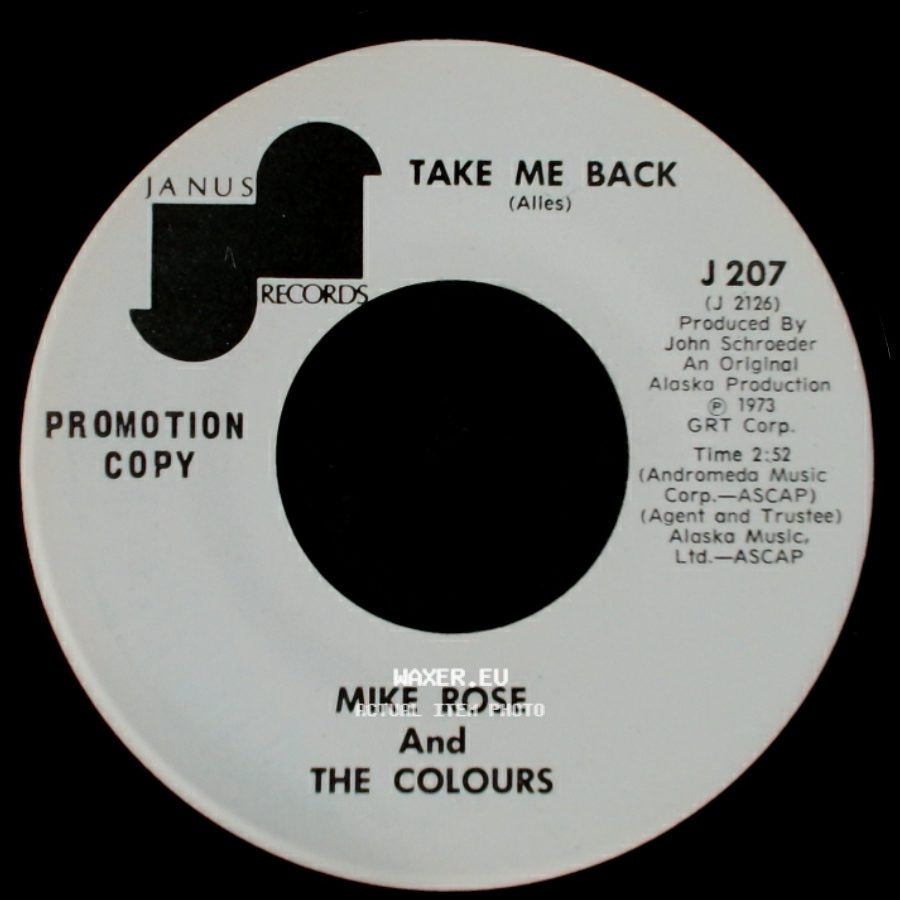 Mike Rose And The Colours - Take Me Back / When You're Asleep side A