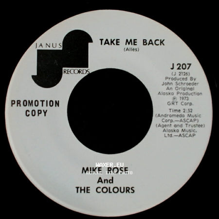 Mike Rose And The Colours - Take Me Back / When You're Asleep side A