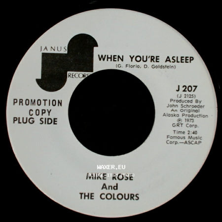 Mike Rose And The Colours - Take Me Back / When You're Asleep side B