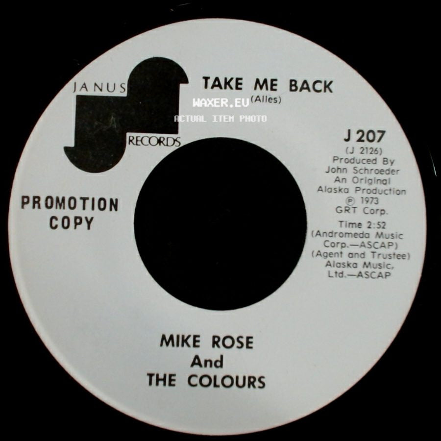 Mike Rose And The Colours - Take Me Back / When You're Asleep side A