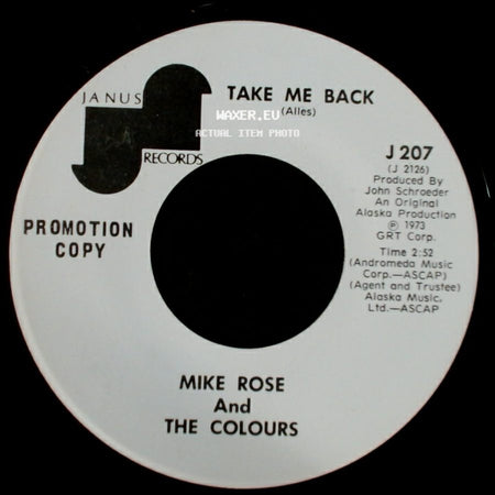 Mike Rose And The Colours - Take Me Back / When You're Asleep side A
