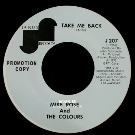 Mike Rose And The Colours - Take Me Back / When You're Asleep side A