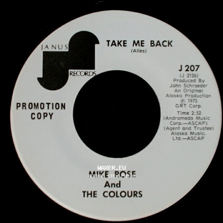 Mike Rose And The Colours - Take Me Back / When You're Asleep side A