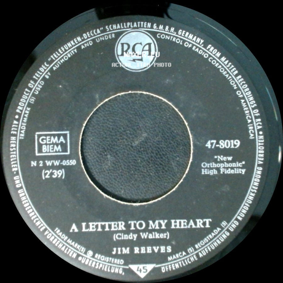 Jim Reeves - Adios Amigo / A Letter To My Heart side B