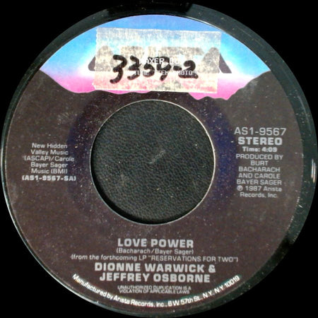 Dionne Warwick / Dionne Warwick & Jeffrey Osborne - In A World Such As This / Love Power side B