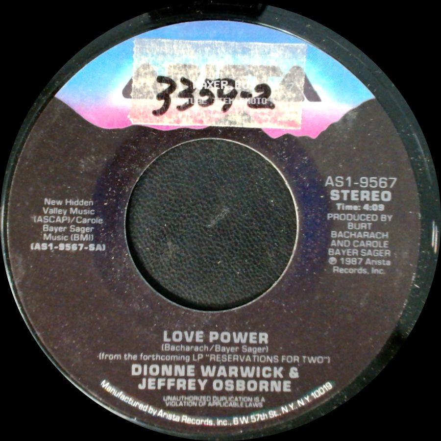 Dionne Warwick / Dionne Warwick & Jeffrey Osborne - In A World Such As This / Love Power side B