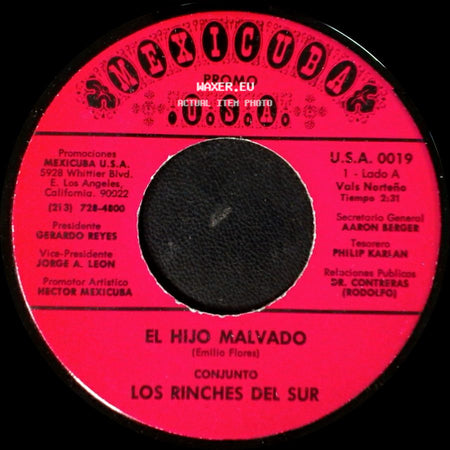 Conjunto Los Rinches Del Sur / Los Rinches Del Sur - El Hijo Malvado / La Troca side A