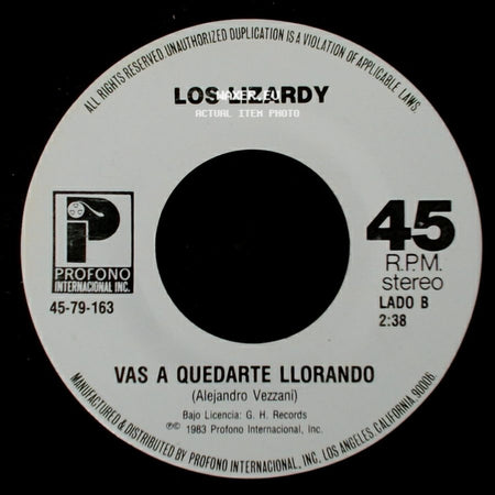 Los Lizardy - Tenias Que Ser Tan Cruel / Vas A Quedarte Llorando side B