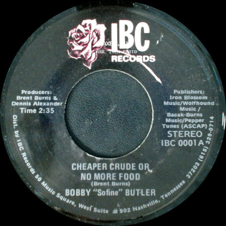 Bobby "Sofine" Butler - Bobby's (Nervous) Breakdown / Cheaper Crude Or No More Food side B