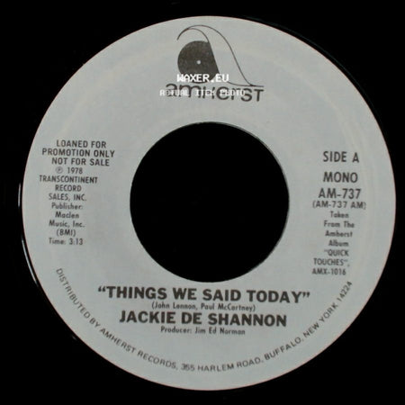 Jackie De Shannon - Things We Said Today / Things We Said Today side A