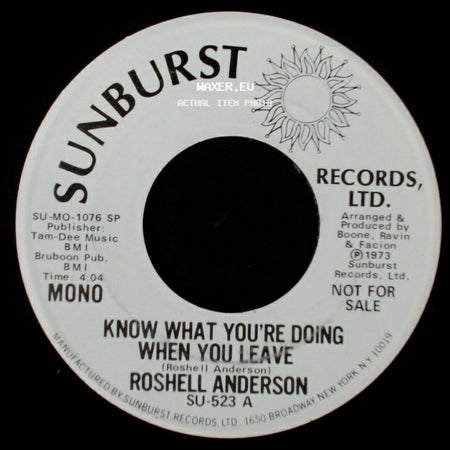 Roshell Anderson - Know What You're Doing When You Leave / Know What You're Doing When You Leave side A