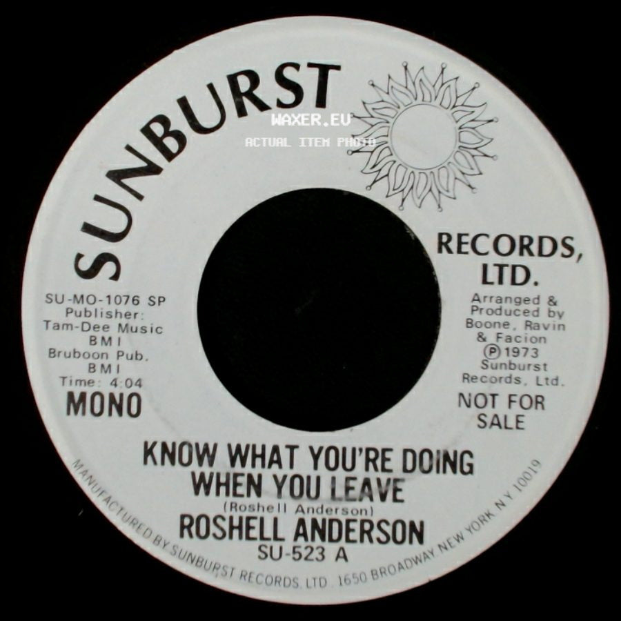 Roshell Anderson - Know What You're Doing When You Leave / Know What You're Doing When You Leave side A