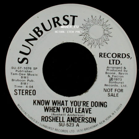 Roshell Anderson - Know What You're Doing When You Leave / Know What You're Doing When You Leave side B