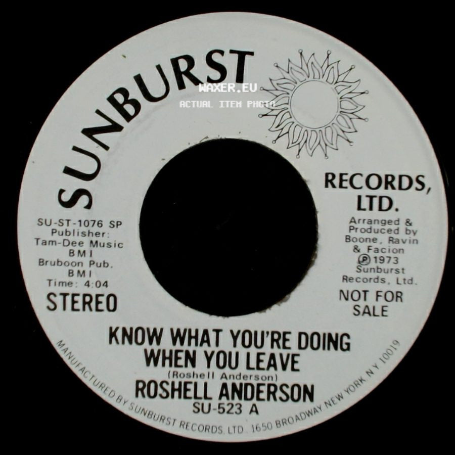 Roshell Anderson - Know What You're Doing When You Leave / Know What You're Doing When You Leave side B