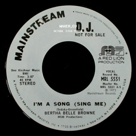 Bertha Belle Browne - I'm A Song (Sing Me) / I'm A Song (Sing Me) side A