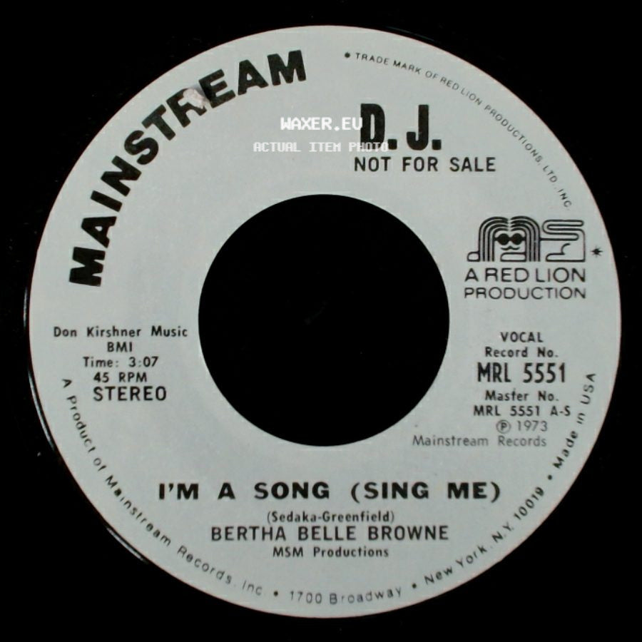 Bertha Belle Browne - I'm A Song (Sing Me) / I'm A Song (Sing Me) side A