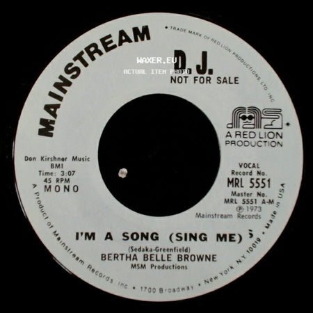 Bertha Belle Browne - I'm A Song (Sing Me) / I'm A Song (Sing Me) side B