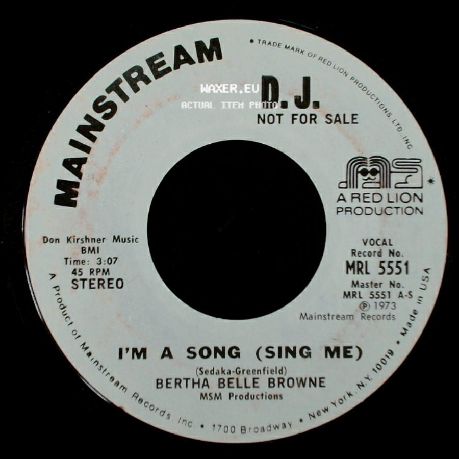 Bertha Belle Browne - I'm A Song (Sing Me) / I'm A Song (Sing Me) side A
