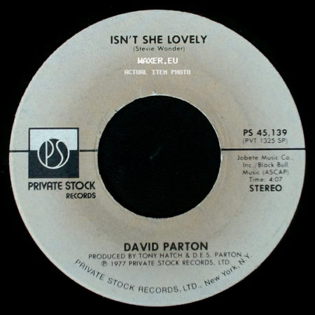 David Parton - Isn't She Lovely / Love And Peace Of Mind side A