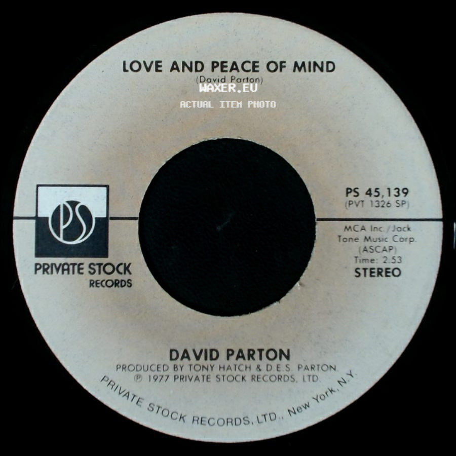David Parton - Isn't She Lovely / Love And Peace Of Mind side B