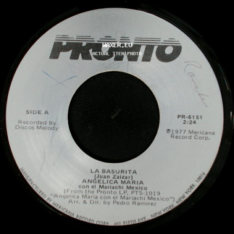 Angelica Maria Con El Mariachi Mexico - La Basurita / Mis Penas side A
