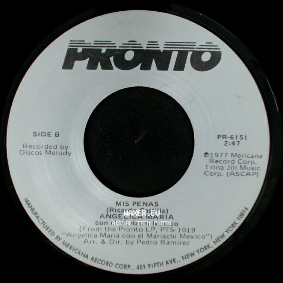 Angelica Maria Con El Mariachi Mexico - La Basurita / Mis Penas side B