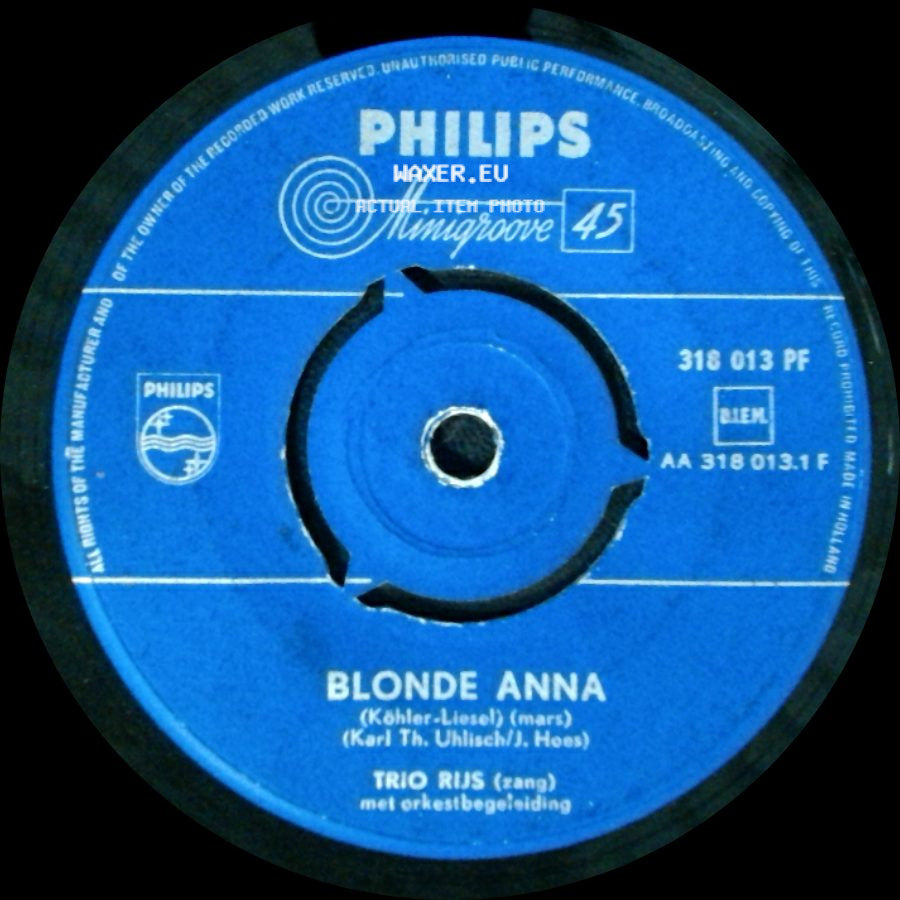 Trio Rijs - Blonde Anna / Maantje Boven Havanna side A