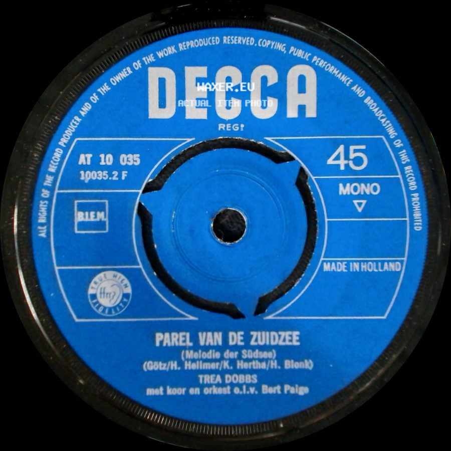 Trea Dobbs - Dit Is De Nacht / Parel Van De Zuidzee side B