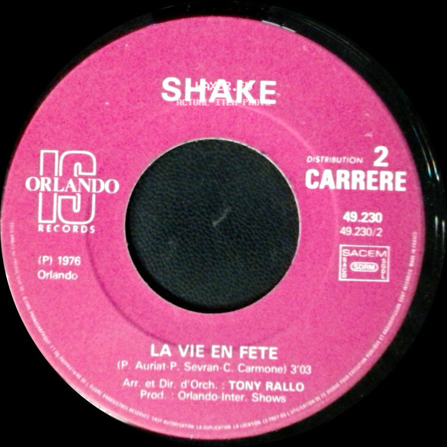 Shake - Je Viens De Loin / La Vie En Fete side B