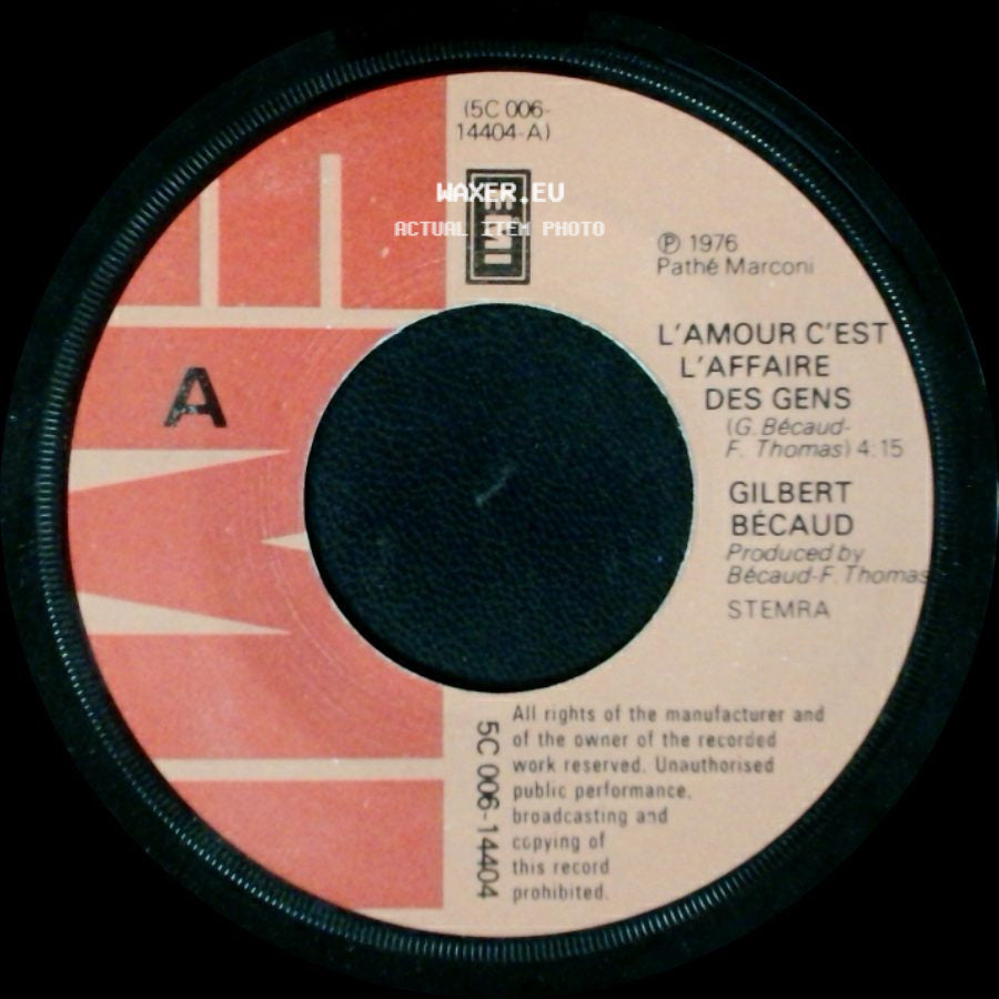 Gilbert Bécaud - L'amour C'est L'affaire Des Gens / Les Caraibes side A