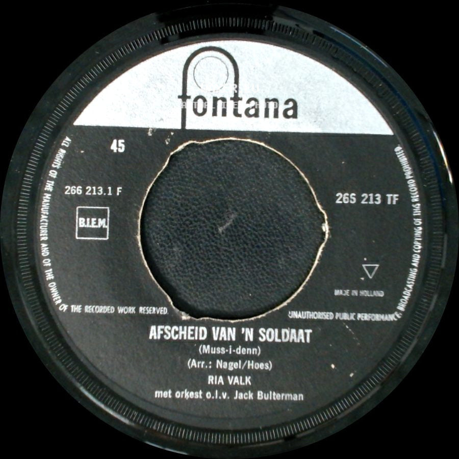 Ria Valk - Tommy Uit Tennessee / Afscheid Van 'n Soldaat side B